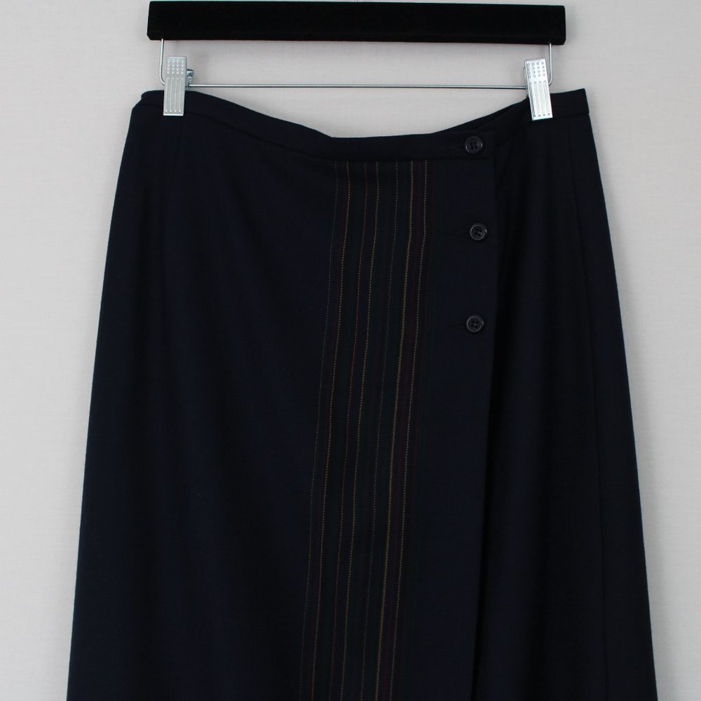 Pendleton Solid Navy Blue Long Plaid Stripe Skirt - image 2